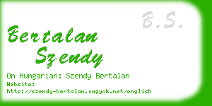 bertalan szendy business card